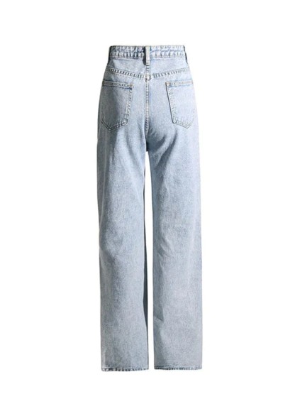 Blue printed denim pants