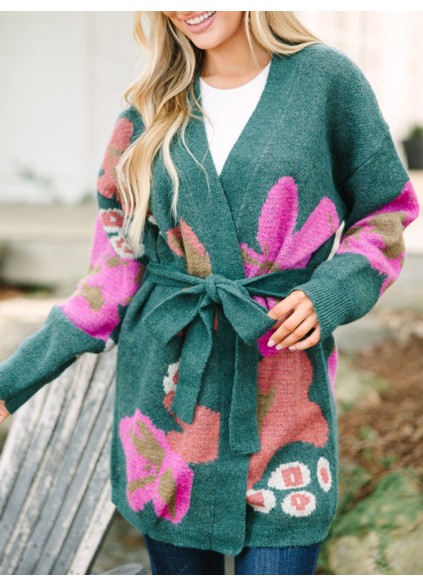 Green Floral Cardigan