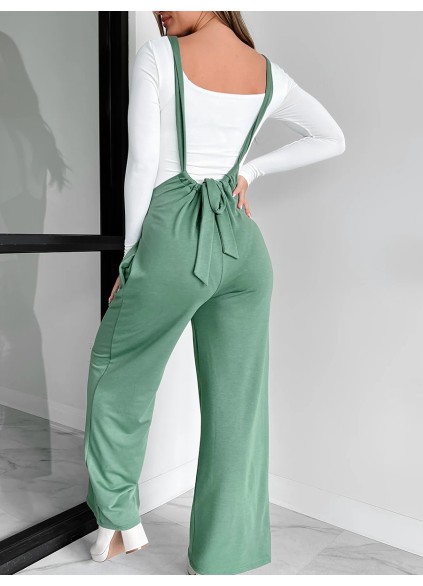 Green knit overalls