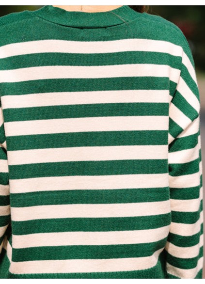 Green Striped Cardigan