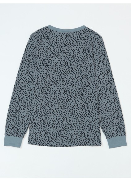LEOPARD ROUND NECK SHIFT CASUAL BLOUSE TOP