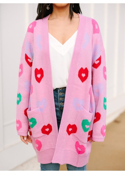 Pink Heart Cardigan
