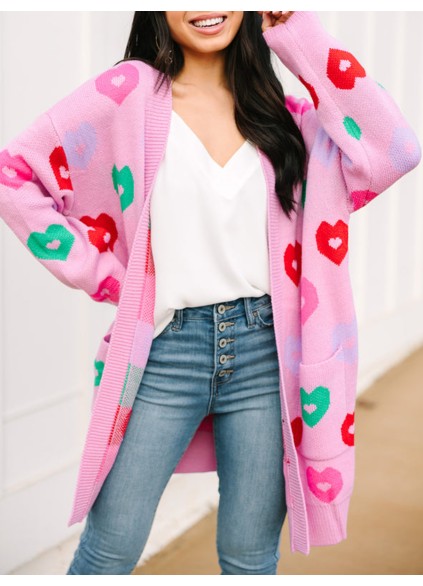 Pink Heart Cardigan