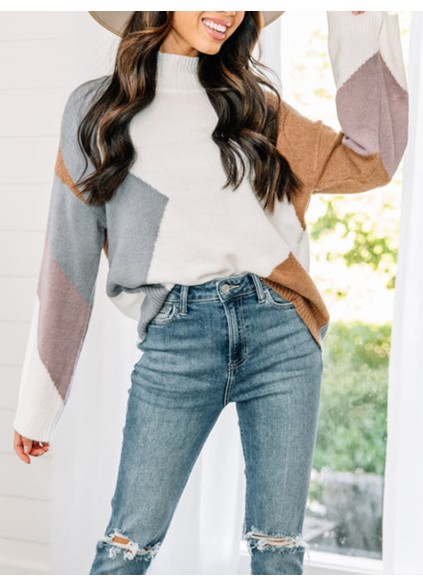 Blue Colorblock Sweater