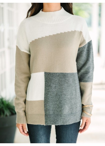 Gray Colorblock Sweater